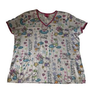 Sanrio Hello Kitty Rainbow Hearts  Scrub Top Size XL
